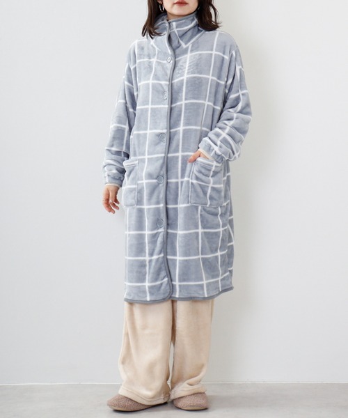 FUNALIVE（ファンアライブ）の「PAGE ONE ブランケットローブ　ミディ丈（ルームウェア/パジャマ・レディース・ベージュ/グレー/ピンク/グリーン/アイボリー/ベージュ系・FREE）」の3枚目の写真