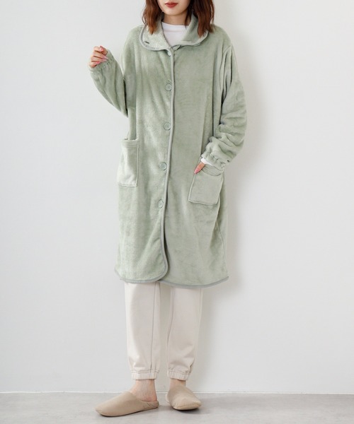 FUNALIVE（ファンアライブ）の「PAGE ONE ブランケットローブ　ミディ丈（ルームウェア/パジャマ・レディース・ベージュ/グレー/ピンク/グリーン/アイボリー/ベージュ系・FREE）」の6枚目の写真