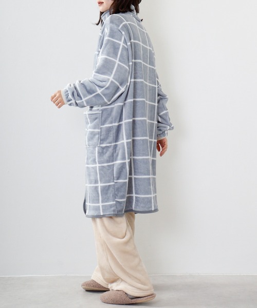 FUNALIVE（ファンアライブ）の「PAGE ONE ブランケットローブ　ミディ丈（ルームウェア/パジャマ・レディース・ベージュ/グレー/ピンク/グリーン/アイボリー/ベージュ系・FREE）」の8枚目の写真