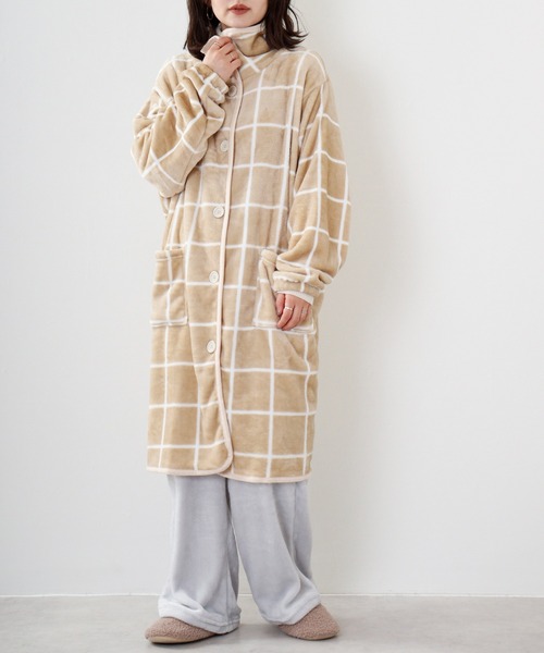 FUNALIVE（ファンアライブ）の「PAGE ONE ブランケットローブ　ミディ丈（ルームウェア/パジャマ・レディース・ベージュ/グレー/ピンク/グリーン/アイボリー/ベージュ系・FREE）」の21枚目の写真