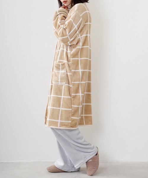 FUNALIVE（ファンアライブ）の「PAGE ONE ブランケットローブ　ミディ丈（ルームウェア/パジャマ・レディース・ベージュ/グレー/ピンク/グリーン/アイボリー/ベージュ系・FREE）」の22枚目の写真