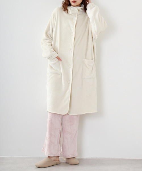 FUNALIVE（ファンアライブ）の「PAGE ONE ブランケットローブ　ミディ丈（ルームウェア/パジャマ・レディース・ベージュ/グレー/ピンク/グリーン/アイボリー/ベージュ系・FREE）」の15枚目の写真