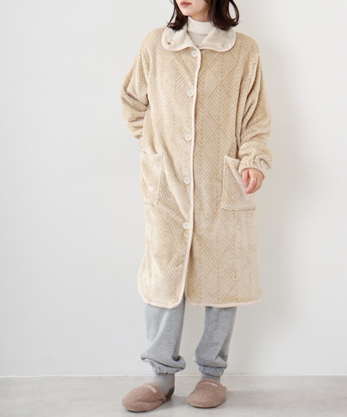 FUNALIVE（ファンアライブ）の「PAGE ONE ブランケットローブ　ミディ丈（ルームウェア/パジャマ・レディース・ベージュ/グレー/ピンク/グリーン/アイボリー/ベージュ系・FREE）」の20枚目の写真