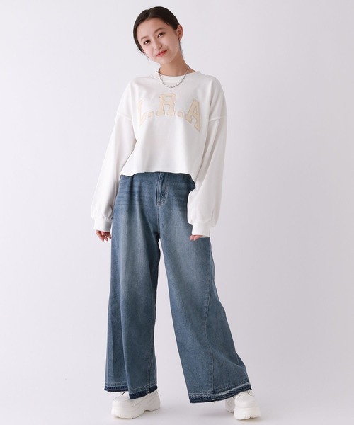 repipi armario（レピピ アルマリオ）の「カレッジショートスウェット（スウェット・キッズ・グレー/パープル/ネイビー/ホワイト/グリーン・MEDIUM/LARGE/SMALL）」の6枚目の写真