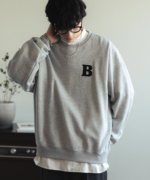 Rocky Monroe(ロッキーモンロー)の「オーバーサイズサガラ刺繍ワッペンクルーネック裏起毛スウェット/トレーナー(スウェット・メンズ・ブラック/グリーン/オートミール/杢グレー/ネイビー・XL/M/L)」の3枚目の写真