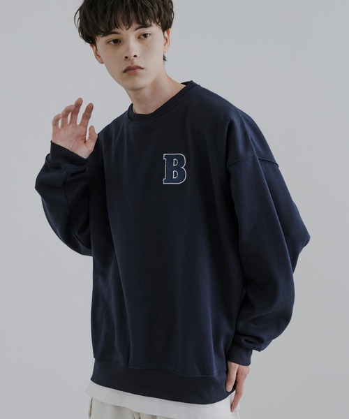 Rocky Monroe(ロッキーモンロー)の「オーバーサイズサガラ刺繍ワッペンクルーネック裏起毛スウェット/トレーナー(スウェット・メンズ・ブラック/グリーン/オートミール/杢グレー/ネイビー・XL/M/L)」の5枚目の写真