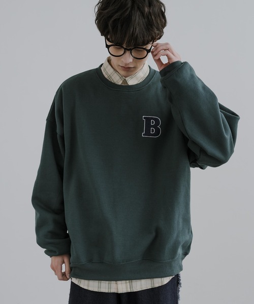 Rocky Monroe(ロッキーモンロー)の「オーバーサイズサガラ刺繍ワッペンクルーネック裏起毛スウェット/トレーナー(スウェット・メンズ・ブラック/グリーン/オートミール/杢グレー/ネイビー・XL/M/L)」の4枚目の写真