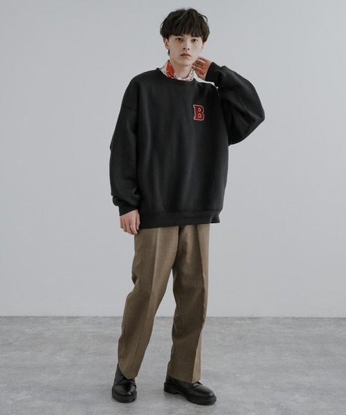Rocky Monroe(ロッキーモンロー)の「オーバーサイズサガラ刺繍ワッペンクルーネック裏起毛スウェット/トレーナー(スウェット・メンズ・ブラック/グリーン/オートミール/杢グレー/ネイビー・XL/M/L)」の15枚目の写真