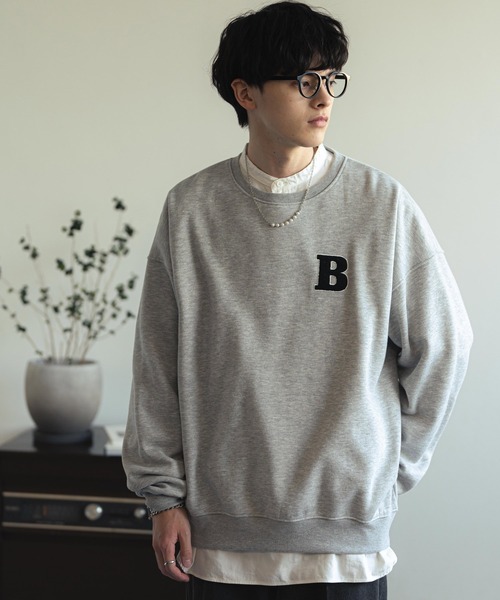 Rocky Monroe(ロッキーモンロー)の「オーバーサイズサガラ刺繍ワッペンクルーネック裏起毛スウェット/トレーナー(スウェット・メンズ・ブラック/グリーン/オートミール/杢グレー/ネイビー・XL/M/L)」の16枚目の写真