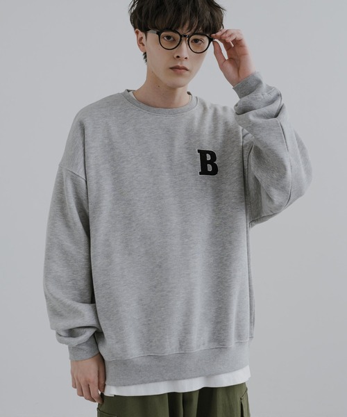 Rocky Monroe(ロッキーモンロー)の「オーバーサイズサガラ刺繍ワッペンクルーネック裏起毛スウェット/トレーナー(スウェット・メンズ・ブラック/グリーン/オートミール/杢グレー/ネイビー・XL/M/L)」の17枚目の写真