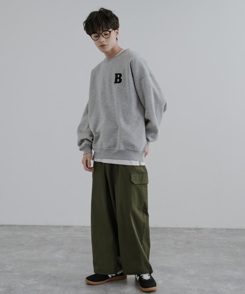 Rocky Monroe(ロッキーモンロー)の「オーバーサイズサガラ刺繍ワッペンクルーネック裏起毛スウェット/トレーナー(スウェット・メンズ・ブラック/グリーン/オートミール/杢グレー/ネイビー・XL/M/L)」の18枚目の写真