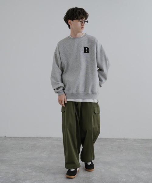 Rocky Monroe(ロッキーモンロー)の「オーバーサイズサガラ刺繍ワッペンクルーネック裏起毛スウェット/トレーナー(スウェット・メンズ・ブラック/グリーン/オートミール/杢グレー/ネイビー・XL/M/L)」の19枚目の写真