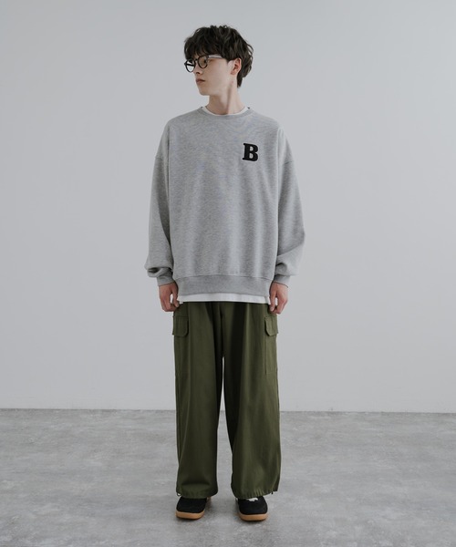 Rocky Monroe(ロッキーモンロー)の「オーバーサイズサガラ刺繍ワッペンクルーネック裏起毛スウェット/トレーナー(スウェット・メンズ・ブラック/グリーン/オートミール/杢グレー/ネイビー・XL/M/L)」の9枚目の写真