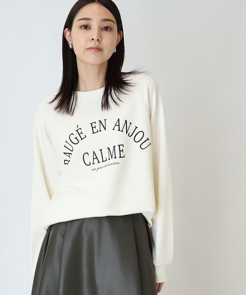 THE SHOP TK （ザ ショップ ティーケー ）の「◆ロゴ裏毛スウェット/ハグするニットシリーズ（スウェット・レディース・グレー/オフホワイト・13/12）」の2枚目の写真