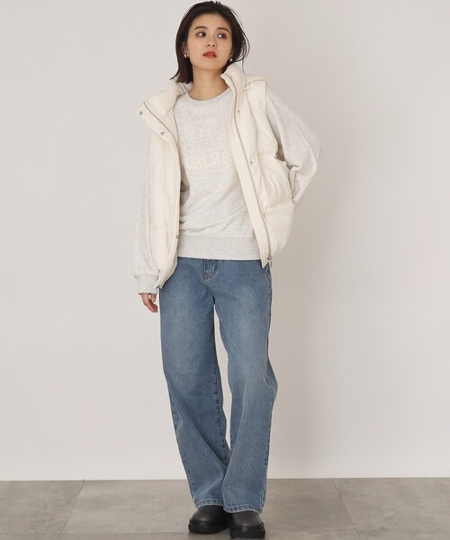 THE SHOP TK （ザ ショップ ティーケー ）の「◆ロゴ裏毛スウェット/ハグするニットシリーズ（スウェット・レディース・グレー/オフホワイト・13/12）」の3枚目の写真