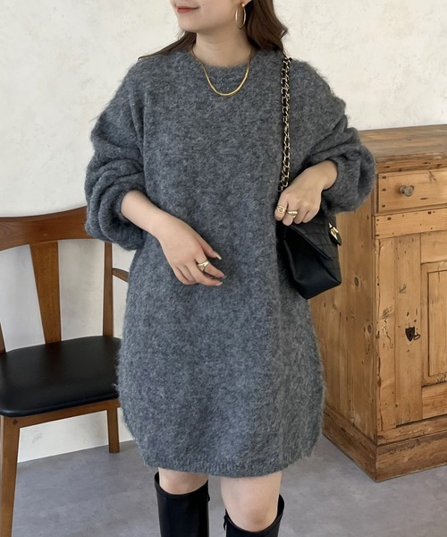 prose verse（プロズヴェール）の「ふわふわ起毛ミニニットワンピ（ワンピース・レディース・ブラック/アイボリー/グレー・ﾌﾘ-）」の10枚目の写真