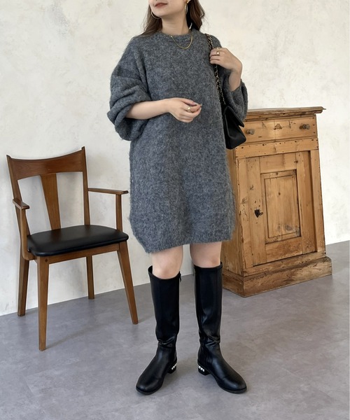 prose verse（プロズヴェール）の「ふわふわ起毛ミニニットワンピ（ワンピース・レディース・ブラック/アイボリー/グレー・ﾌﾘ-）」の13枚目の写真