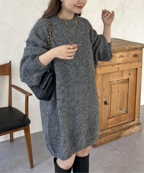 prose verse（プロズヴェール）の「ふわふわ起毛ミニニットワンピ（ワンピース・レディース・ブラック/アイボリー/グレー・ﾌﾘ-）」の16枚目の写真