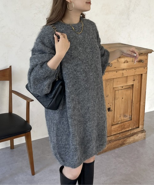 prose verse（プロズヴェール）の「ふわふわ起毛ミニニットワンピ（ワンピース・レディース・ブラック/アイボリー/グレー・ﾌﾘ-）」の17枚目の写真