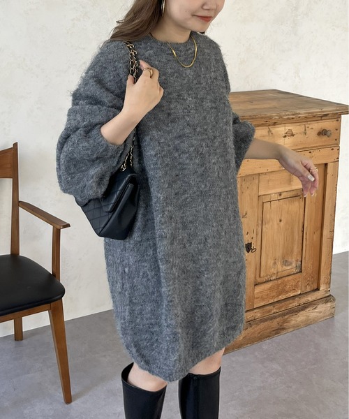 prose verse（プロズヴェール）の「ふわふわ起毛ミニニットワンピ（ワンピース・レディース・ブラック/アイボリー/グレー・ﾌﾘ-）」の18枚目の写真