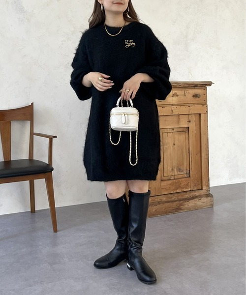 【美品】フォクシー ニットワンピースドレス ノエル ビジューボタン黒24年モデル 美品】フォクシー ニットワンピースドレス ノエル ビジューボタン 24年