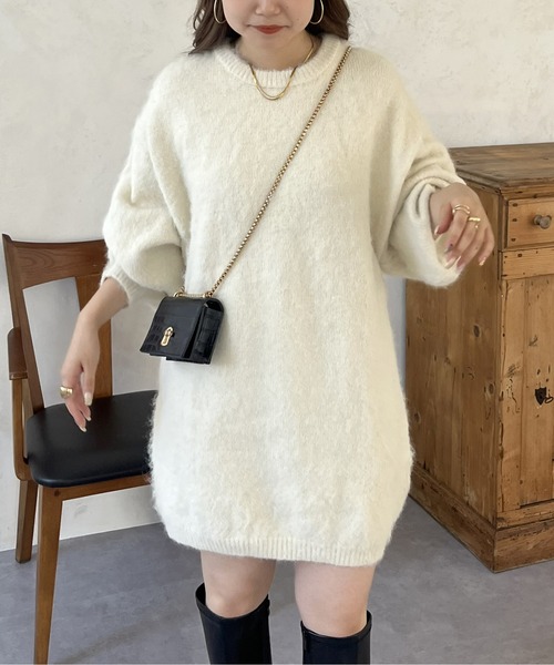 FUZZYKON 個性的　ワンピース dazzlin 小花プリントフィッシュテールワンピース（ブラウン