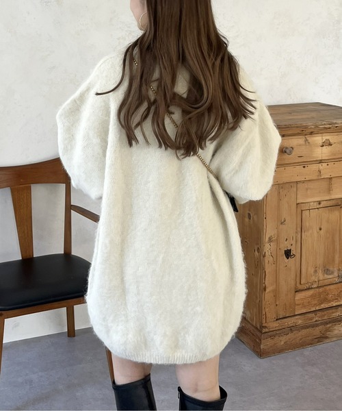 FUZZYKON 個性的　ワンピース メッシュIラインニットワンピース | 小柄・低身長女性向け