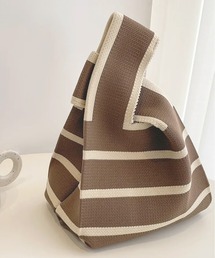 RiNc（リンク）の「【 NOLITA / ノリータ 】レトロなストライプのニットハンドバッグ マイバッグ ショッピングバッグ エコバッグ サブバッグ（エコバッグ/サブバッグ）」