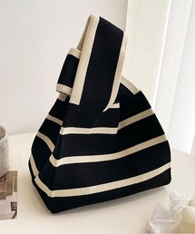 RiNc（リンク）の「【 NOLITA / ノリータ 】レトロなストライプのニットハンドバッグ マイバッグ ショッピングバッグ エコバッグ サブバッグ（エコバッグ/サブバッグ）」