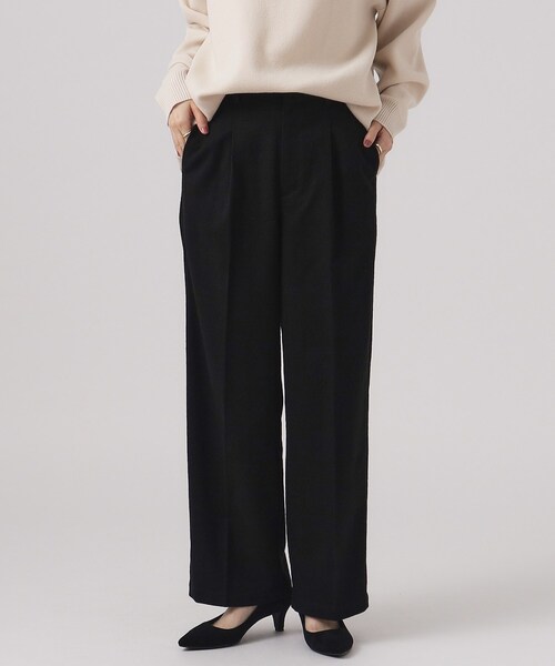 SHOO・LA・RUE（シューラルー）の「◆ウール調ワイドパンツ（その他パンツ・レディース・オフホワイト/ベージュ系1/ブラック系1/ブラック・02/03/04）」の2枚目の写真