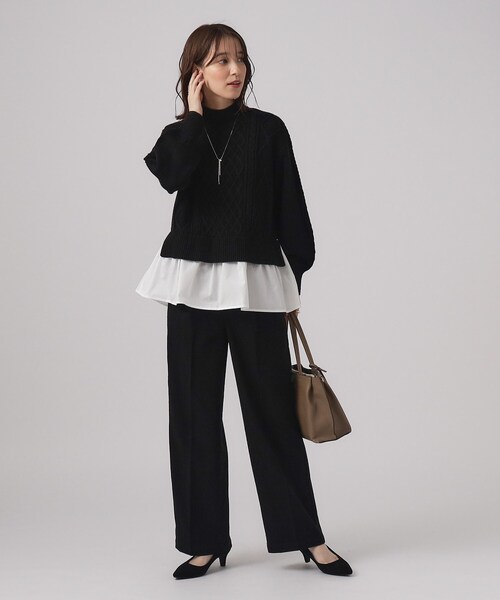 SHOO・LA・RUE（シューラルー）の「◆ウール調ワイドパンツ（その他パンツ・レディース・オフホワイト/ベージュ系1/ブラック系1/ブラック・02/03/04）」の8枚目の写真