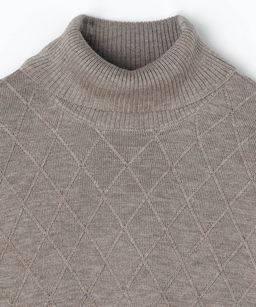 HIDEAWAYS NICOLE（ハイダウェイニコル）の「アーガイルJQ×リブ編みタートルネックニット（ニット/セーター・メンズ・ブラック/オフホワイト/ボルドー/モカ・MEDIUM/LARGE/X-LARGE）」の6枚目の写真