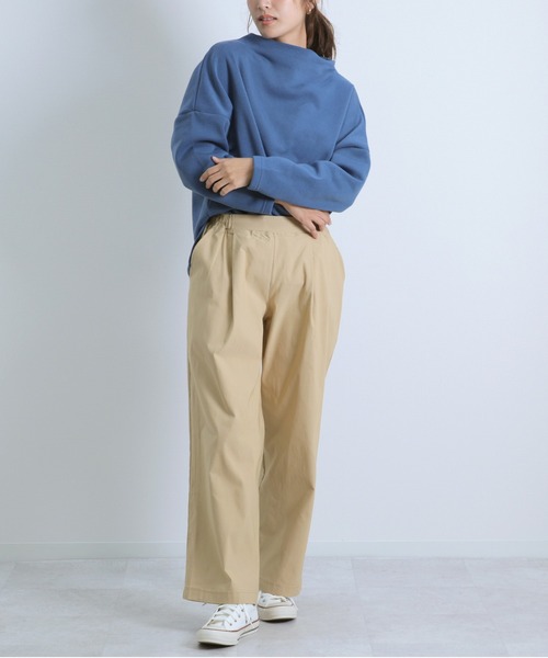 SETUP7(セットアップセブン)の「【SETUP7】ストレッチツイル裏起毛ストレートワイドパンツ GLR ※(その他パンツ・レディース・ブラック/グリーン/オレンジ/ベージュ・FREE)」の6枚目の写真