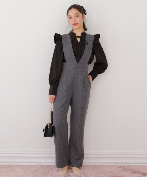 WILLSELECTION(ウィルセレクション)の「パールツキサロペット(つなぎ/オールインワン・レディース・チャコールグレー/ブラック/ネイビー・MEDIUM/SMALL)」の3枚目の写真
