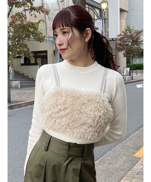 MURUA（ムルーア）の「シャギービスチェ（ニット/セーター・レディース・ブラック/ベージュ・FREE）」の5枚目の写真