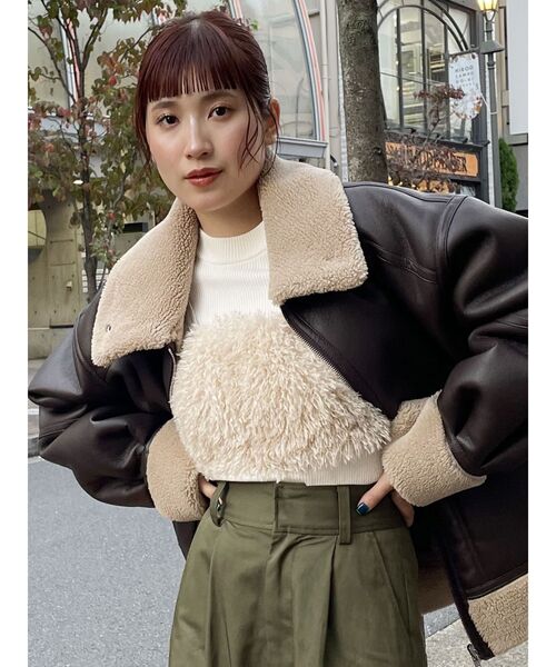 MURUA（ムルーア）の「シャギービスチェ（ニット/セーター・レディース・ブラック/ベージュ・FREE）」の9枚目の写真