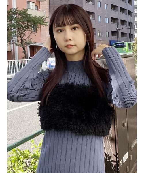 MURUA（ムルーア）の「シャギービスチェ（ニット/セーター・レディース・ブラック/ベージュ・FREE）」の11枚目の写真