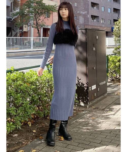 MURUA（ムルーア）の「シャギービスチェ（ニット/セーター・レディース・ブラック/ベージュ・FREE）」の12枚目の写真