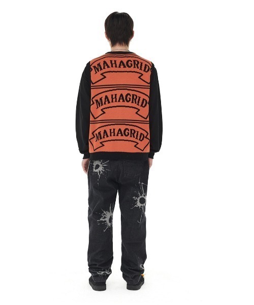 さらに100円引き◆MAHAGRID◆FLAG LOGO KNIT VEST FLAG LOGO KNIT VEST - mahagrid | 60% - Asian Fashion Online