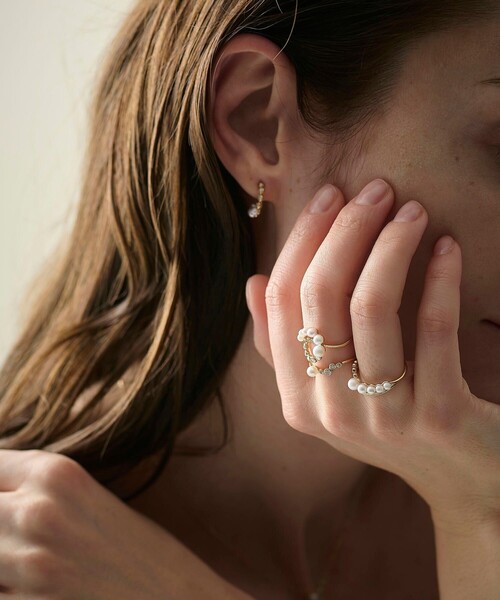 ete bijoux K18YG スケール パール/ダイヤモンド リング K18YG スケール パール/ダイヤモンド リング（リング）｜ete