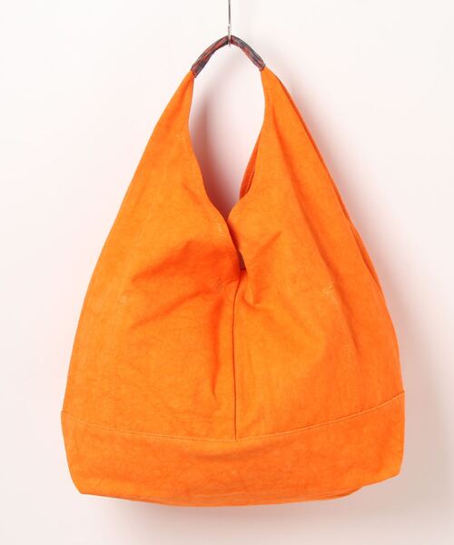EARTH MADE（アースメイド）の「ムラ染めキャンバス TOTE / L（トートバッグ・メンズ・オレンジ/チャコールグレー/カーキ・FREE）」の2枚目の写真