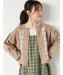 ehka sopo | 花ジャカードショート丈カーディガン(カーディガン/ボレロ)