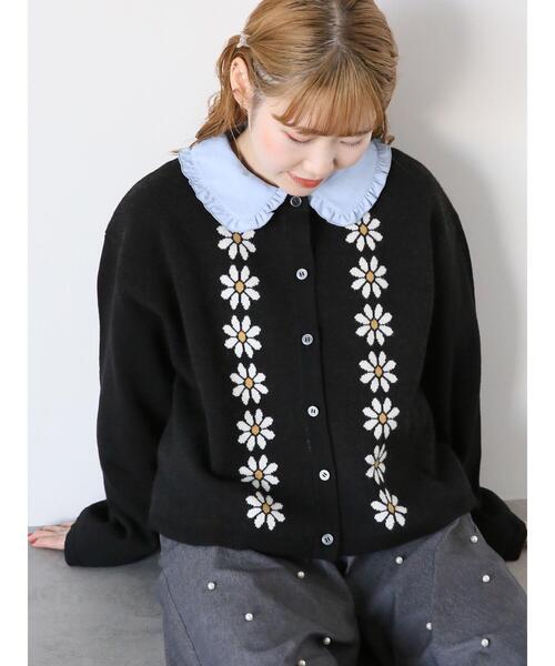 ehka sopo（エヘカソポ）の「花ジャカードショート丈カーディガン