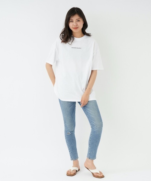 Ocean Pacific（オーシャンパシフィック）の「【OP/オーピー】レディース半袖Tシャツ　バックプリント（Tシャツ/カットソー・レディース・ベージュ/ブラック/ホワイト・LARGE/MEDIUM）」の6枚目の写真