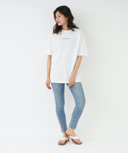 Ocean Pacific（オーシャンパシフィック）の「【OP/オーピー】レディース半袖Tシャツ　バックプリント（Tシャツ/カットソー・レディース・ベージュ/ブラック/ホワイト・LARGE/MEDIUM）」の7枚目の写真