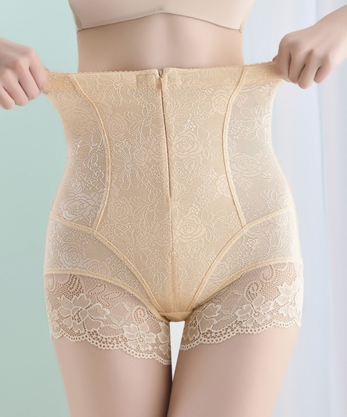 Lace Ladies(レースレディース)の「フロントジップ 花柄 レーシィ ハイウエスト ガードル(その他アンダーウェア/インナー・レディース・ブラック/ラベンダー/ベージュ・XXL/XL/L/M)」の1枚目の写真