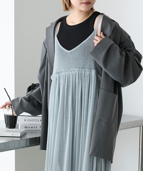 forksy.(フォルクシー)の「【forksy.】ラメチュールワンピース(ワンピース・レディース・アイボリー/ブラック/シルバー/パープル・FREE)」の4枚目の写真