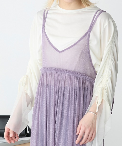 forksy.(フォルクシー)の「【forksy.】ラメチュールワンピース(ワンピース・レディース・アイボリー/ブラック/シルバー/パープル・FREE)」の7枚目の写真
