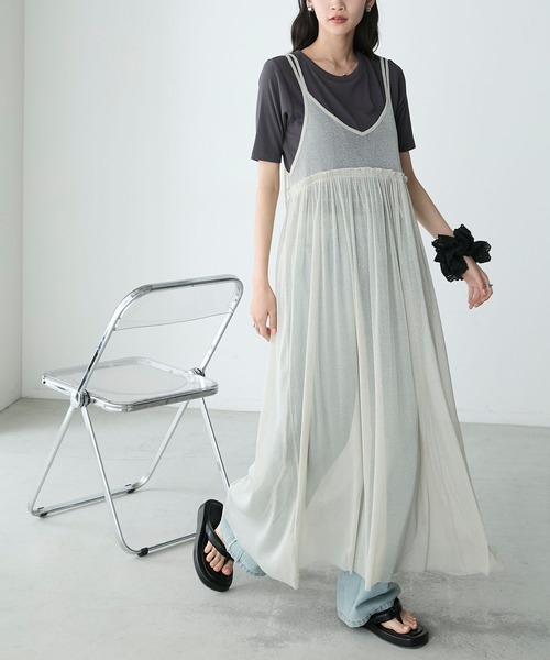 forksy.(フォルクシー)の「【forksy.】ラメチュールワンピース(ワンピース・レディース・アイボリー/ブラック/シルバー/パープル・FREE)」の9枚目の写真