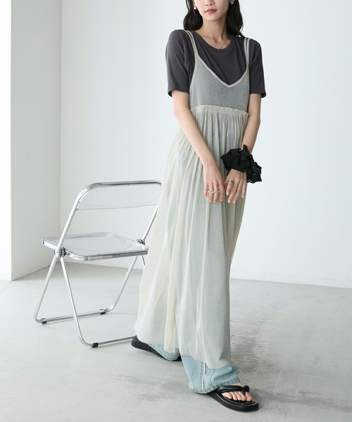 forksy.(フォルクシー)の「【forksy.】ラメチュールワンピース(ワンピース・レディース・アイボリー/ブラック/シルバー/パープル・FREE)」の11枚目の写真